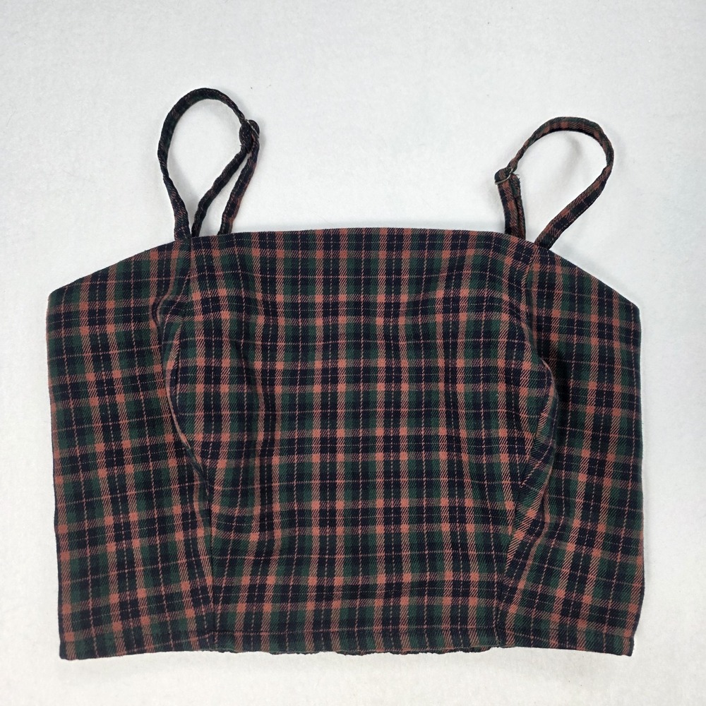Aeropostale Women's Size Small Vintage Inspired Plaid Spaghetti Strap Crop‎ Top